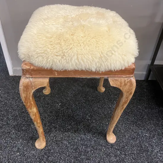 Bedroom Stool With Sheepskin Top