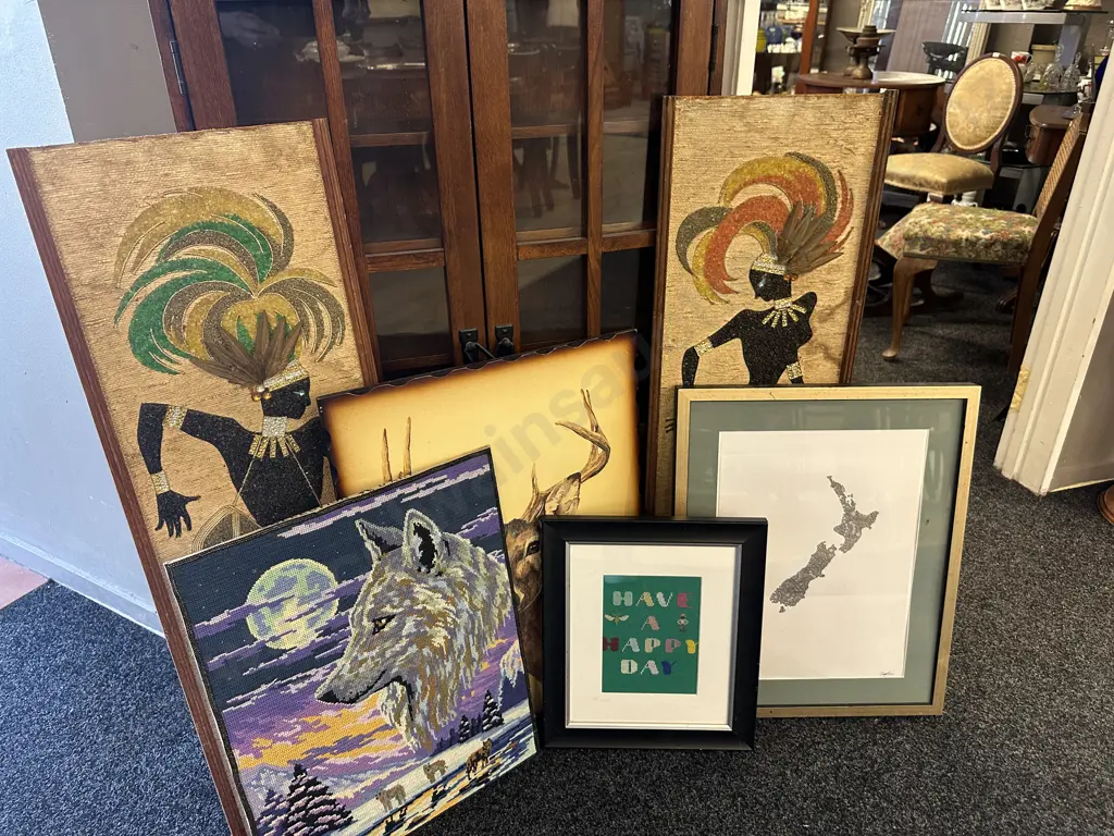 Selection Of Vintage Artwork Including Tapestry Image 1++