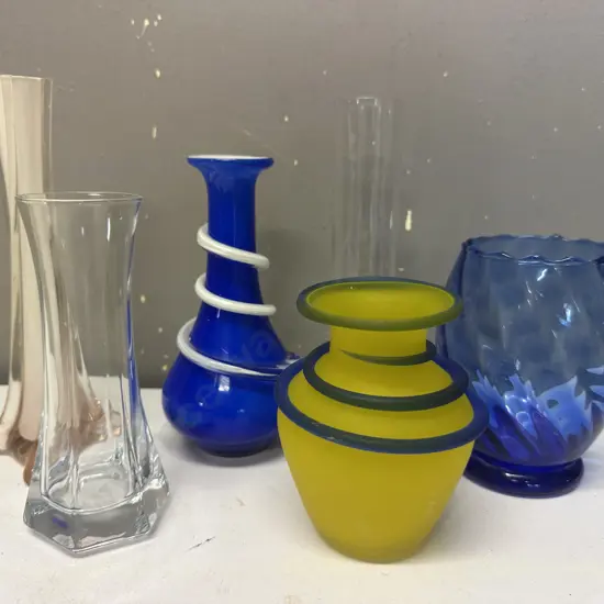 Selection Of Art Glass Vases Including Bud Vases
