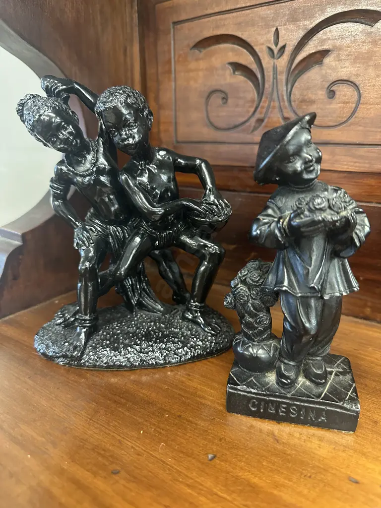 RUGGERI Chalkware African Musicians & CINESINA Figurine Image 1++