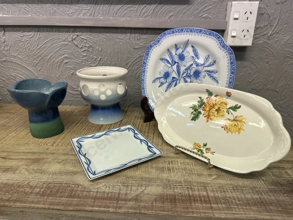 Assorted China Items Including Signed Pottery Vase, Spode, J&G Meakin Etc Image 1++