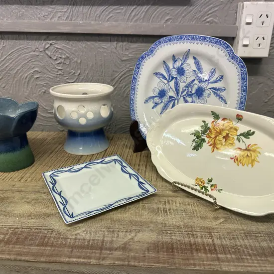 Assorted China Items Including Signed Pottery Vase, Spode, J&G Meakin Etc