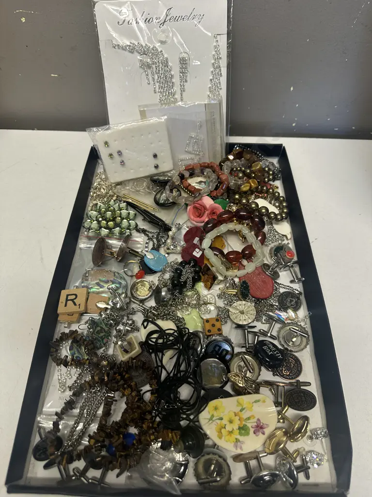 Selection Of Costume Jewellery Items Including Society Medal, Coin Necklaces Etc Image 1++