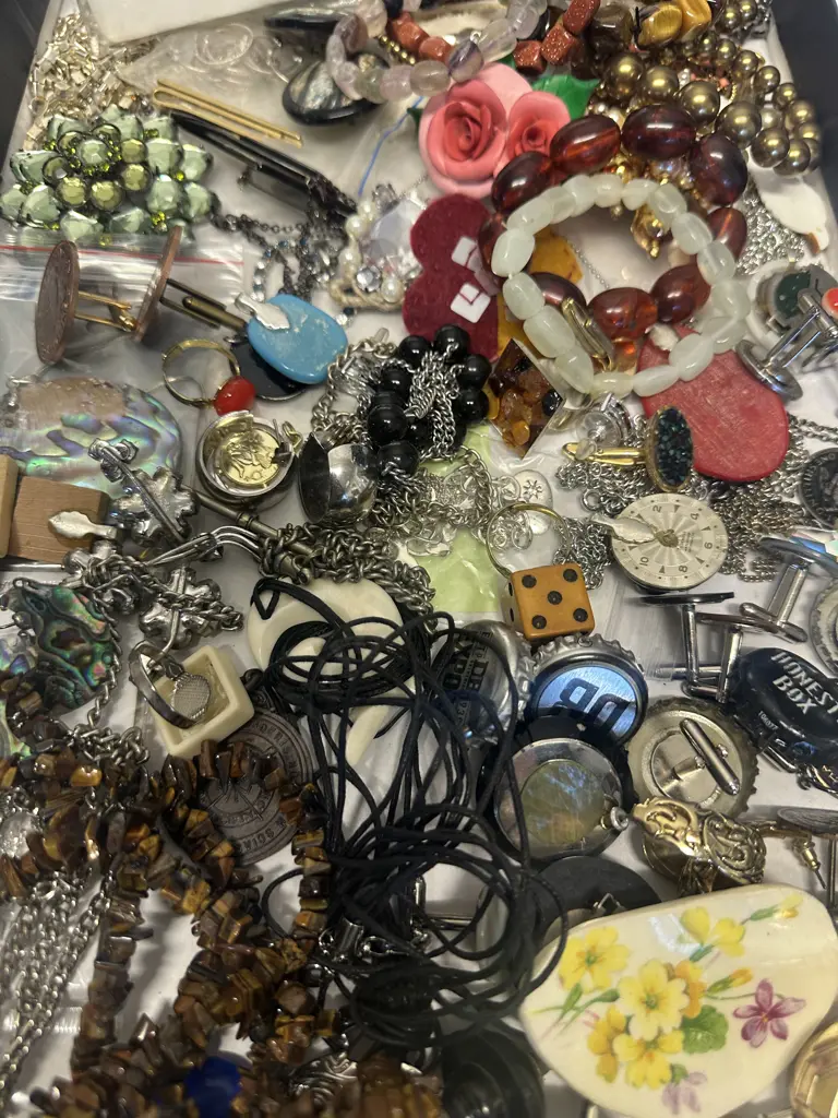 Selection Of Costume Jewellery Items Including Society Medal, Coin Necklaces Etc Image 1++