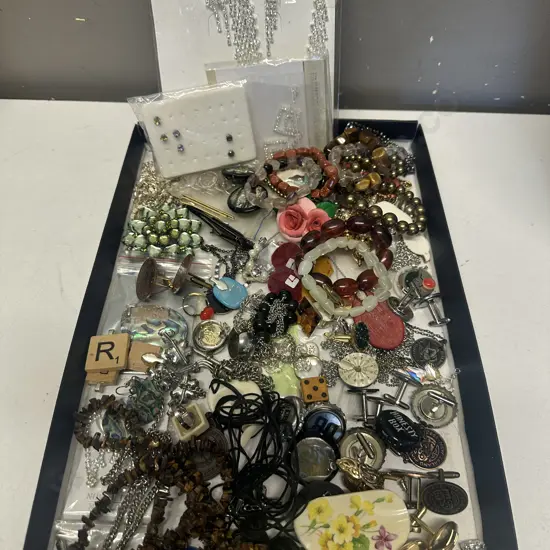 Selection Of Costume Jewellery Items Including Society Medal, Coin Necklaces Etc