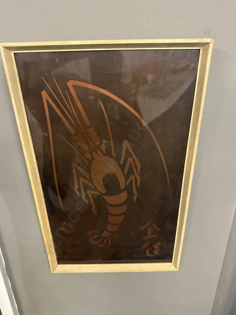 Vintage Framed Lobster Artwork H40,W25cm. Image 1++