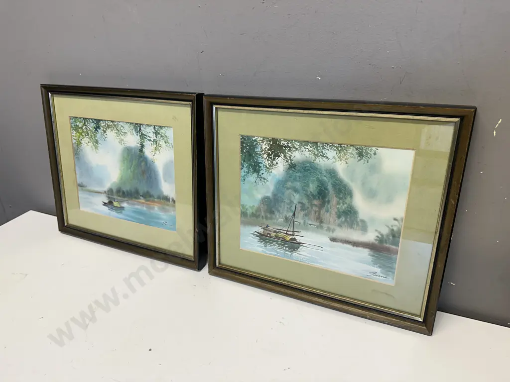 Pair Of Vintage Oriental Artwork Signed H30,W36cm. Image 1++