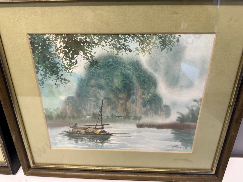 Pair Of Vintage Oriental Artwork Signed H30,W36cm. Image 1++