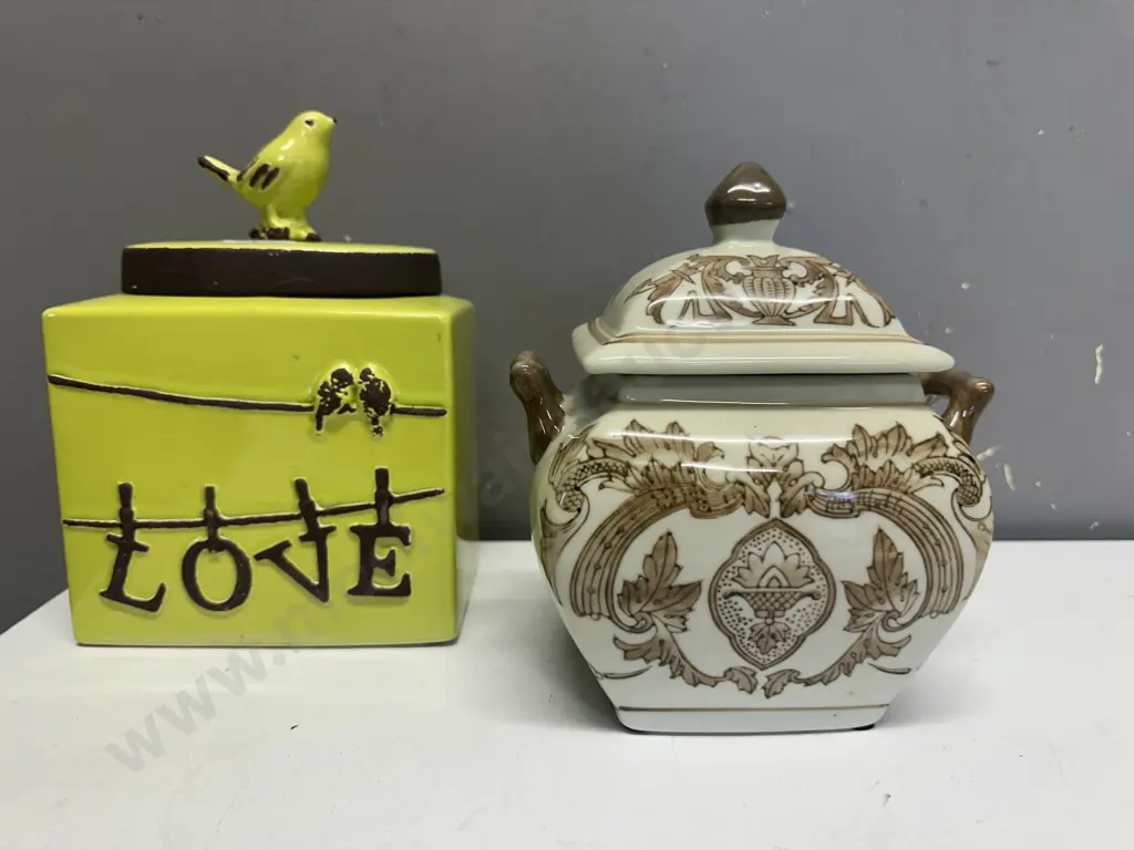 Decorative Lidded Ceramic Canisters Image 1++