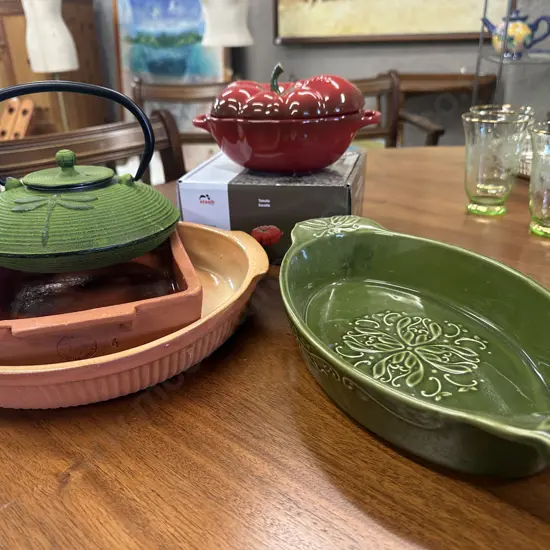 Assorted Bakeware Items, Serving Dishes Including Staub, Stevens Etc