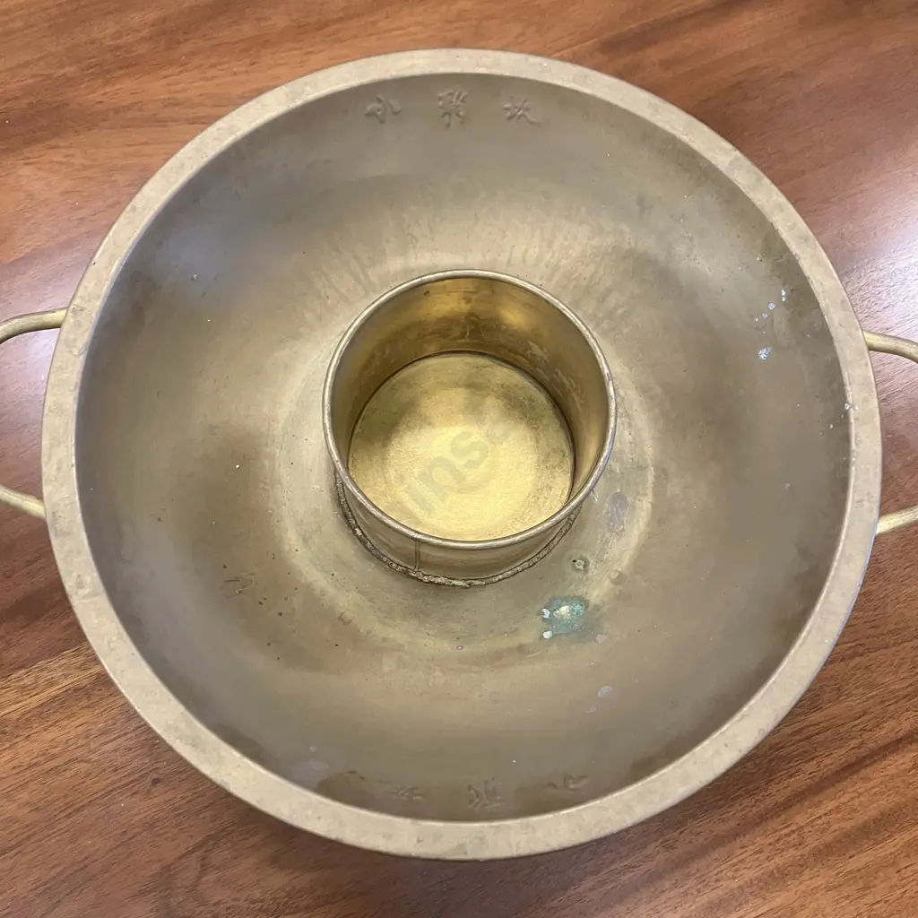 Vintage Chinese Bronze Hot Pot With Dragon Lid. 23 x 52cm Image 1++