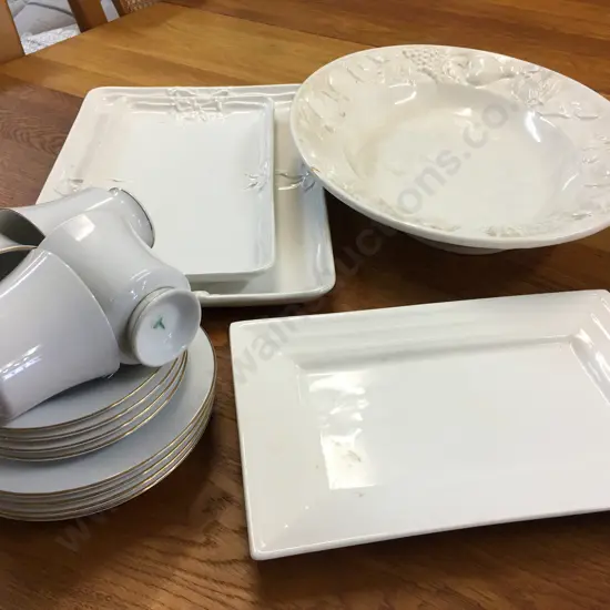 Selection Of White Platters & Tea Ware