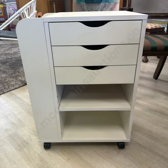 Cream Modular Cube Three Drawers, Shelve & Mesh Storage H67,W51,D38cm.