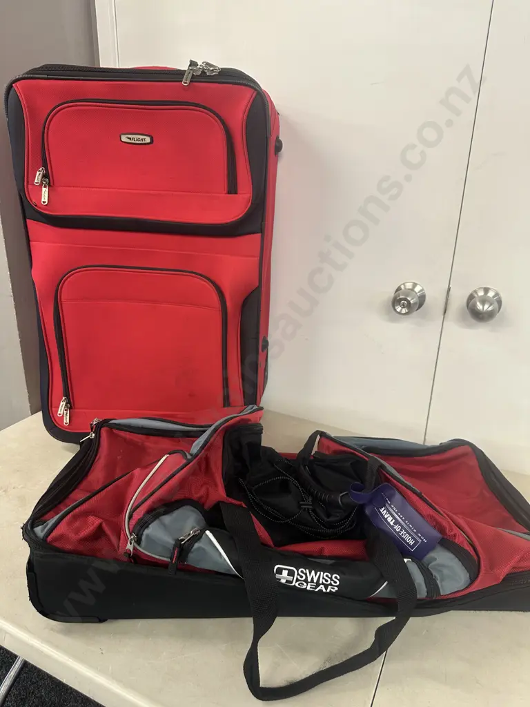 Red Flight Travel Case & Red Swiss Gear Roller Duffle (Stitching Coming Undone) Image 1++
