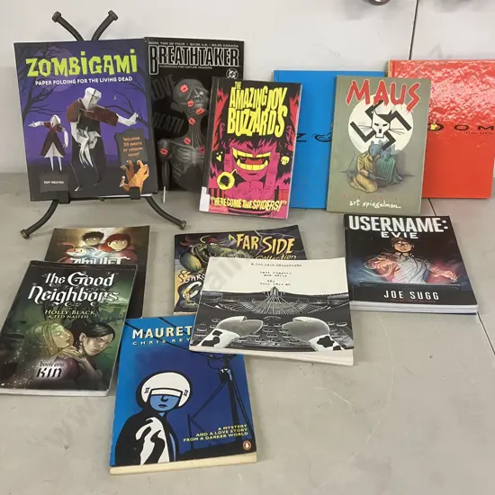 Maus A Survivors Tale, The Amazing Joy Buzzards, Zombigami, Zoom & Re Zoom, Gary Larson's Books Etc