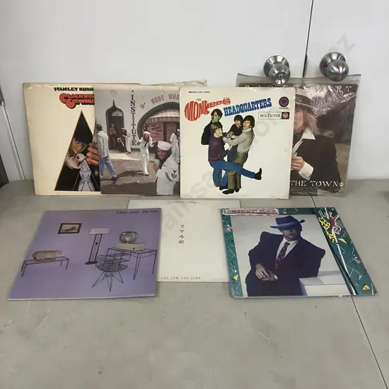 LPs - Alice Cooper Muscle Of Love, The Monkees Headquarters, Clockwork Orange, Rod Stewart & 3 x Elton John