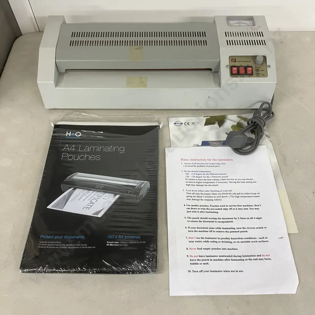 Huanda HD-320D Pouch Laminator With A4 Laminating Pouches & Instructions Image 1++