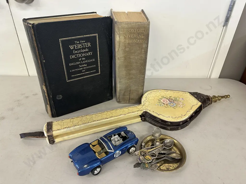 Selection Of Vintage Items Including Bellows, Model Car, The New Webster Encylopedica Dictionary Etc Image 1++