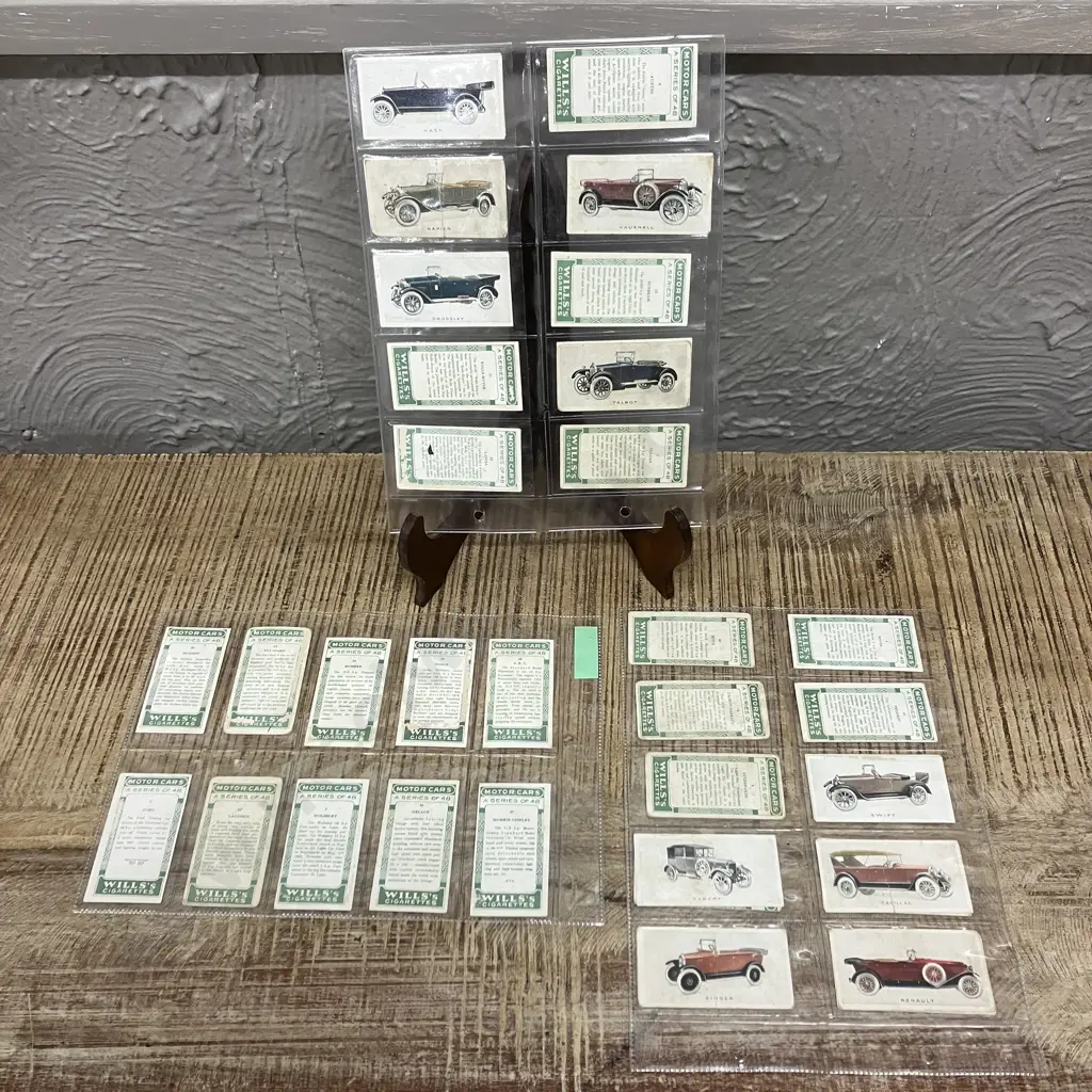 1923 Vintage Will's Cigarette Cards - Motor Cars x 40 (48 Card Set) Image 1++