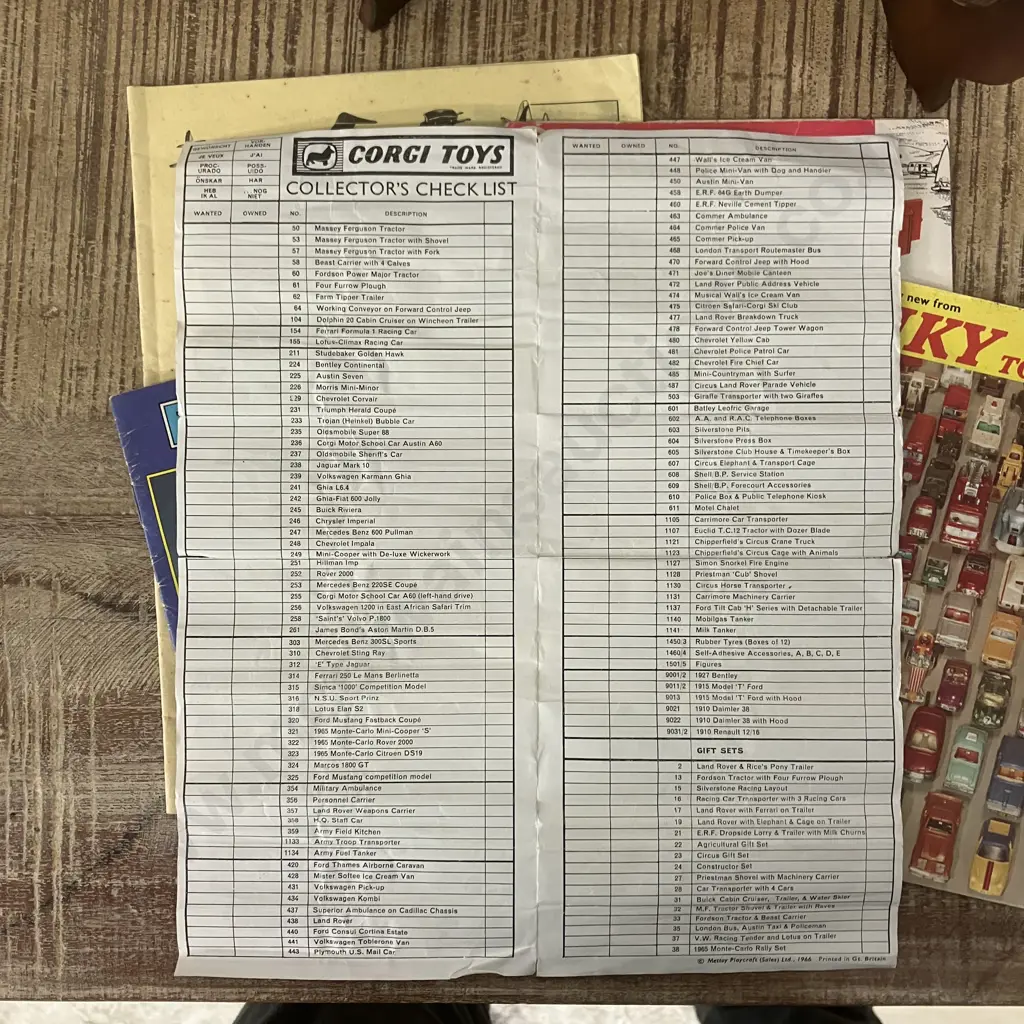 1966 Corgi Toys Collectors Price And Check List Sheet Mettoy Playcraft, Dinky Toys Catalogues, Etc Image 1++