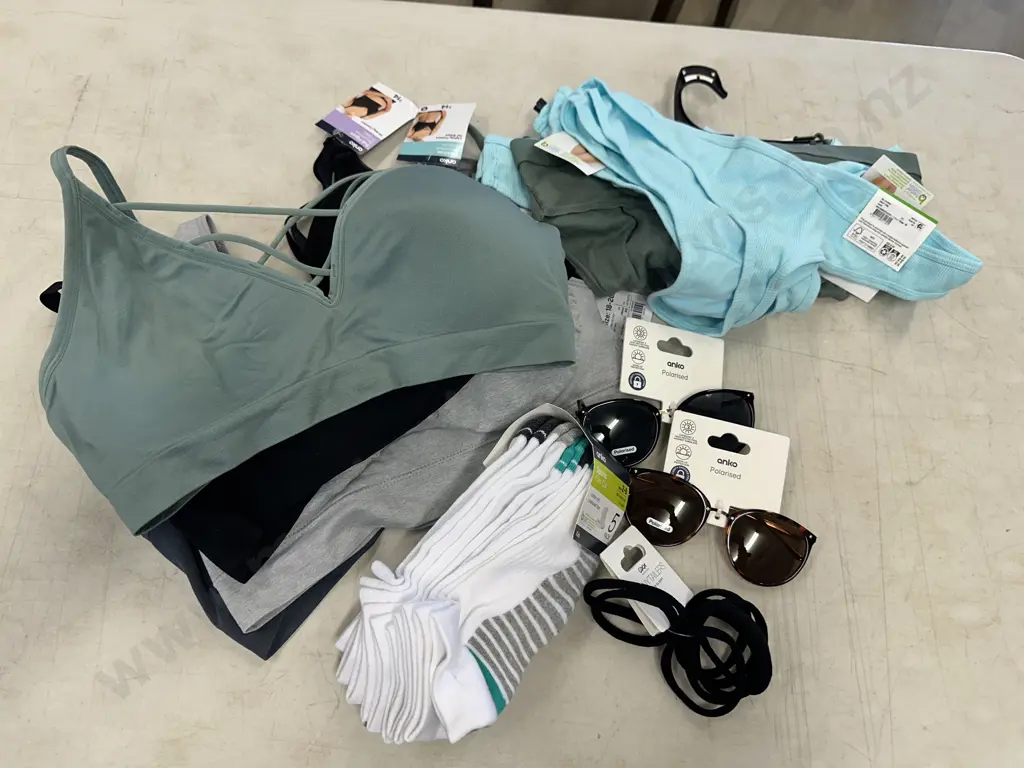 Assorted Ladies Under Garments, Hair Ties, Socks & Sunglasses Size 16-20 Image 1++