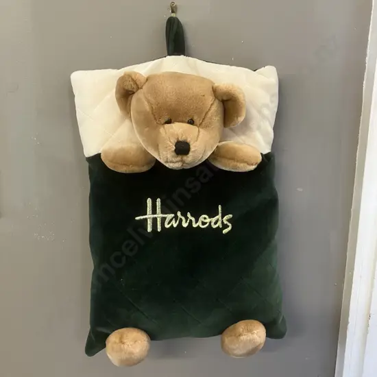Harrods Plush Teddy Bear Pyjama Case - Green & Gold