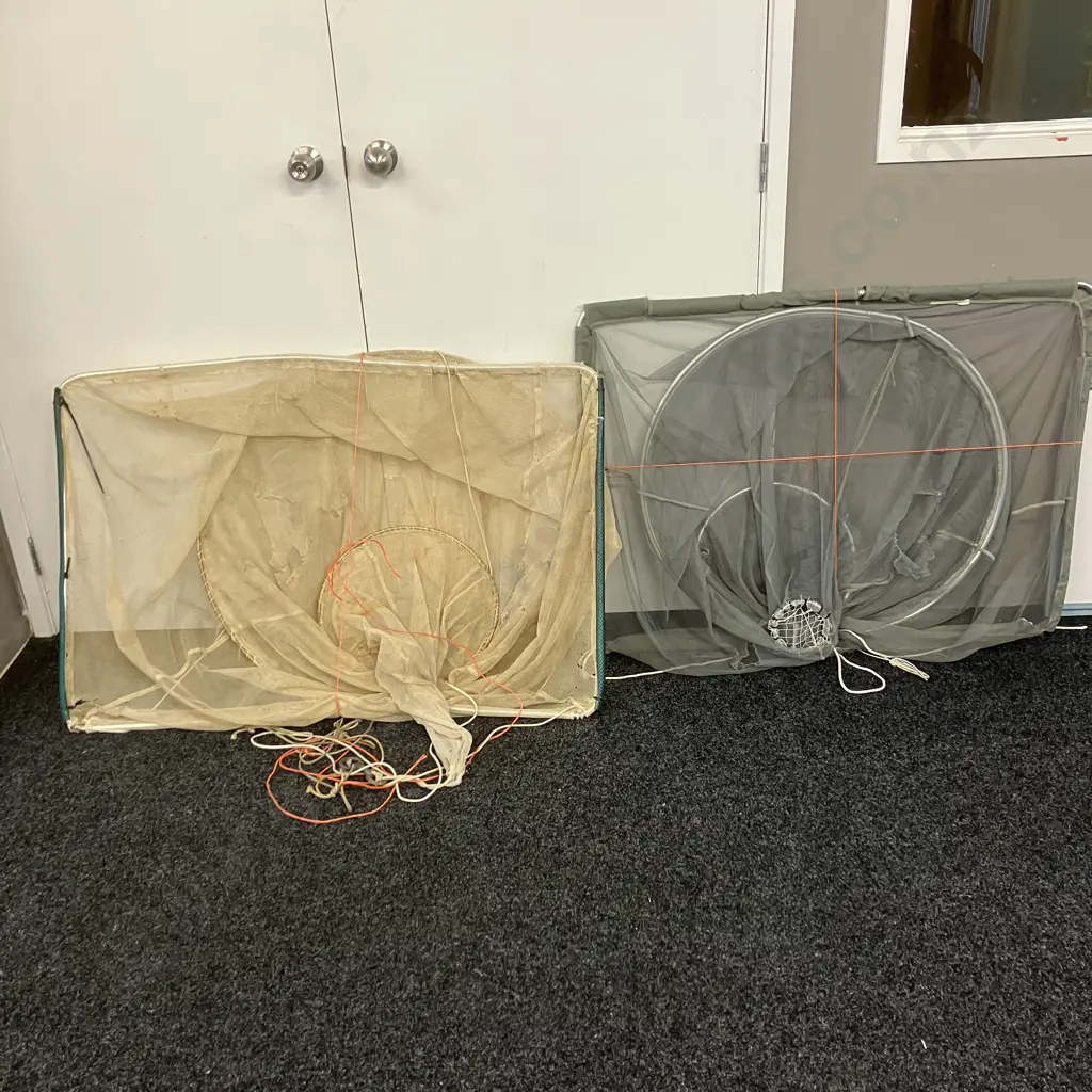 Pair of Whitebait Sock Nets. 76 x 107cm (Both Have Mice Damage) Image 1++