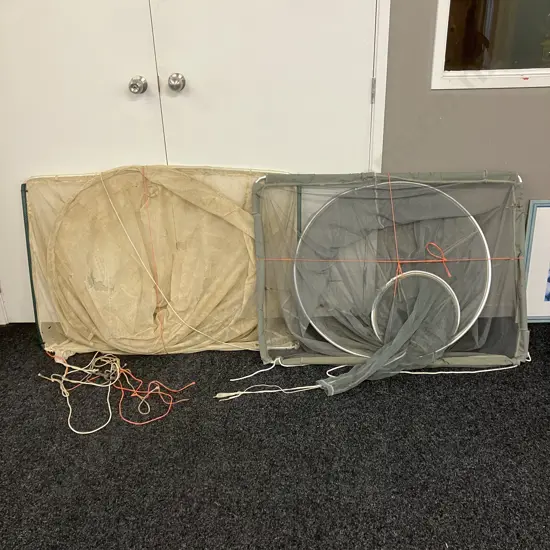 Pair of Whitebait Sock Nets. 76 x 107cm (Both Have Mice Damage)