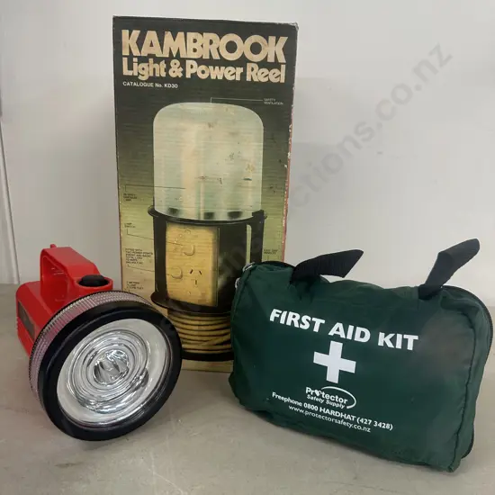 Arlec White Pointer LED Torch, Kambrook Light & Power Reel, First Aid Kit