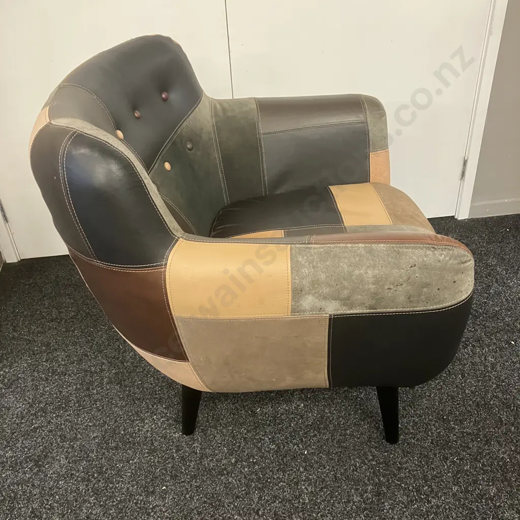 Retro Patchwork Armchair With Footstool Image 1++