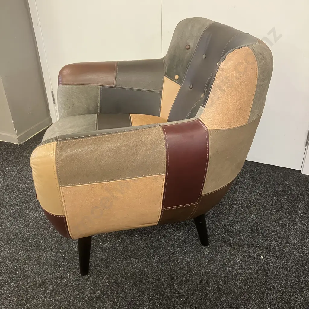 Retro Patchwork Armchair With Footstool Image 1++