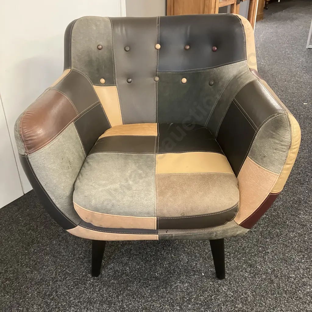 Retro Patchwork Armchair With Footstool Image 1++