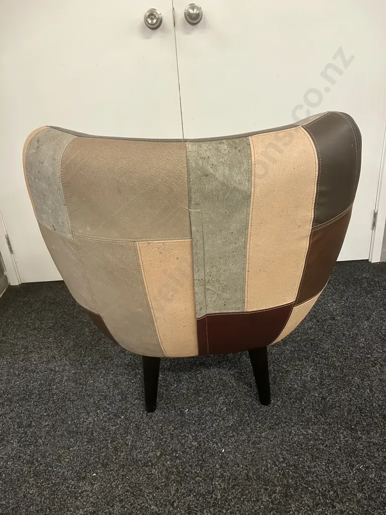 Retro Patchwork Armchair With Footstool Image 1++