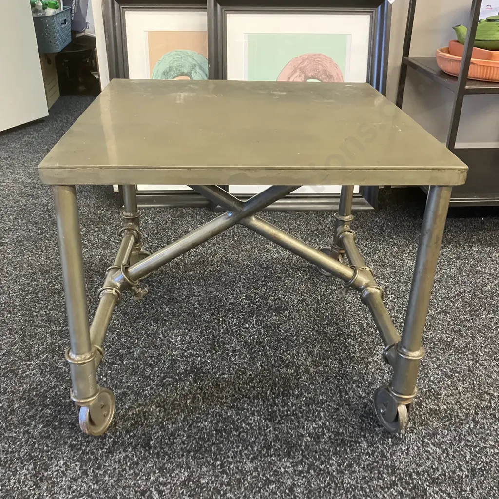 Industrial Metal Occasional Table, Mobile. 44 x 50cm Image 1++