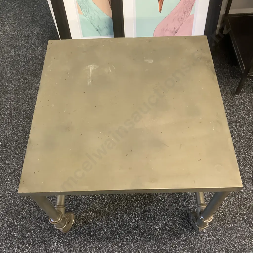 Industrial Metal Occasional Table, Mobile. 44 x 50cm Image 1++