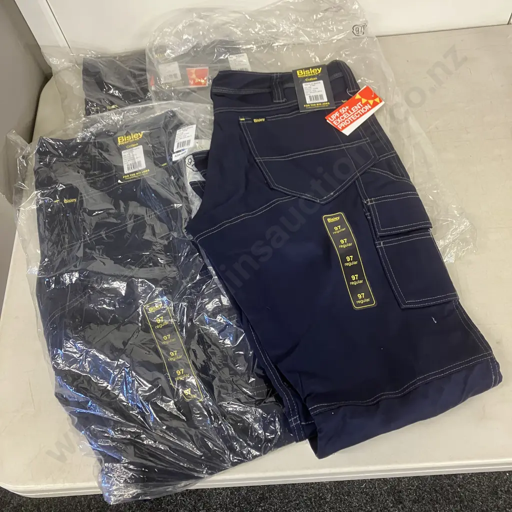 3 Pair Of Bisley BPC6475 Engineered X Airflow Ripstop Cargo Work Pants, Navy Size 97R Image 1++