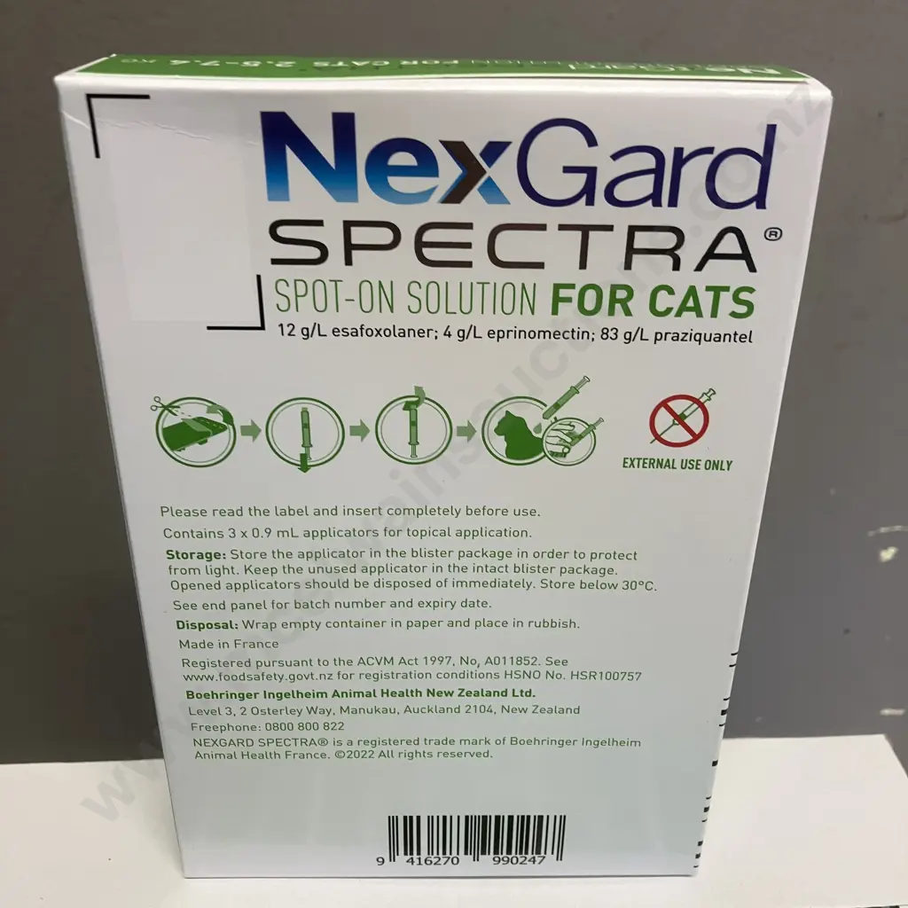 NexGard Spectra Spot-On Solution For Cats (2.5 - 7.4Kg) - 10 x 3pk. Exp 01/2026 Image 1++
