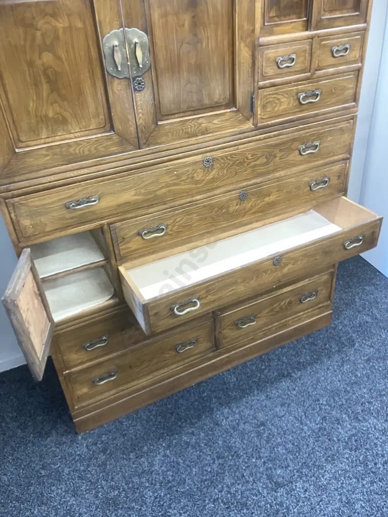 Vintage Antique Japanese Tansu Chest, 3 Piece. H167 W135 D42cm Image 1++