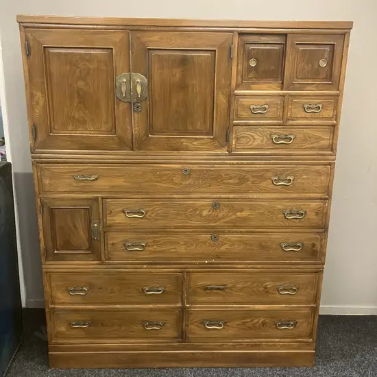 Vintage Antique Japanese Tansu Chest, 3 Piece. H167 W135 D42cm