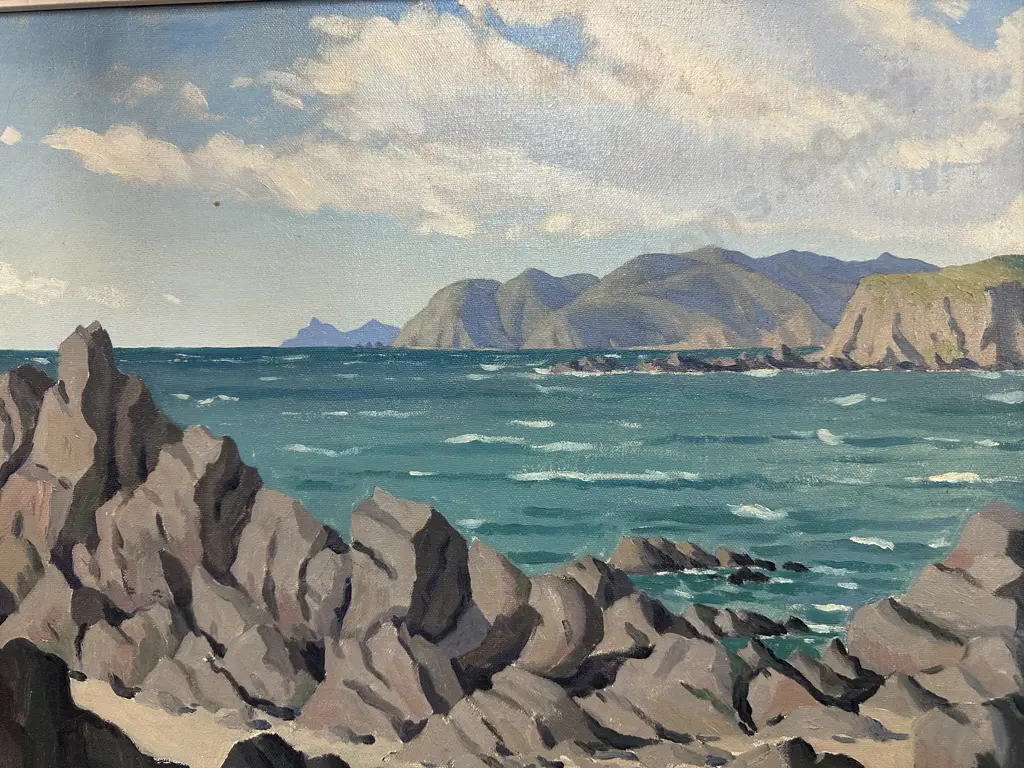 Peter Moriarty Signed Seascape Oil On Board Vintage Frame H47,W57cm. Image 1++