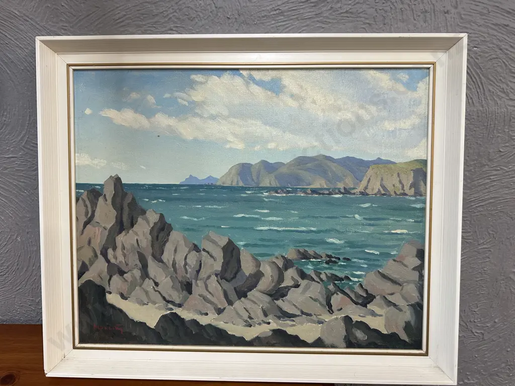 Peter Moriarty Signed Seascape Oil On Board Vintage Frame H47,W57cm. Image 1++