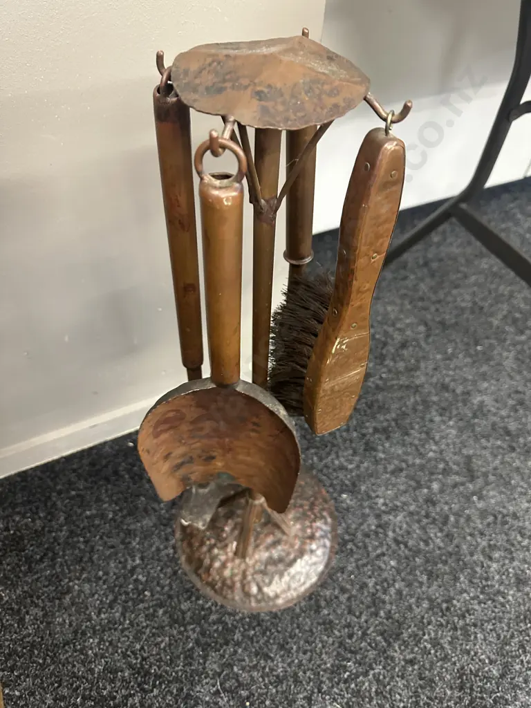 Vintage Copper Companion  Set Four Piece & Stand H65cm. Image 1++