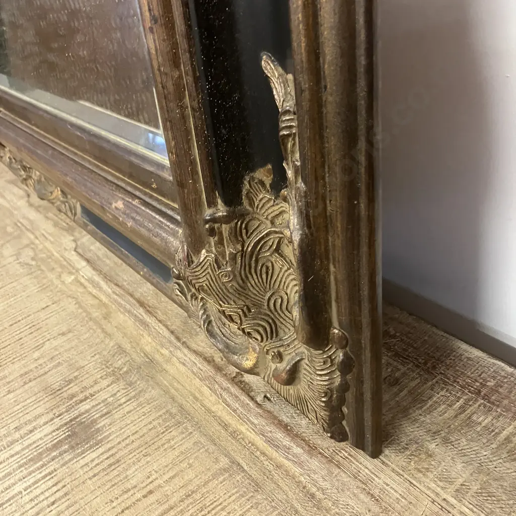 Kerridge Large Bevelled Edge Wall Mirror With Ornate Black & Copper Toned Frame. 86 x 103cm Image 1++