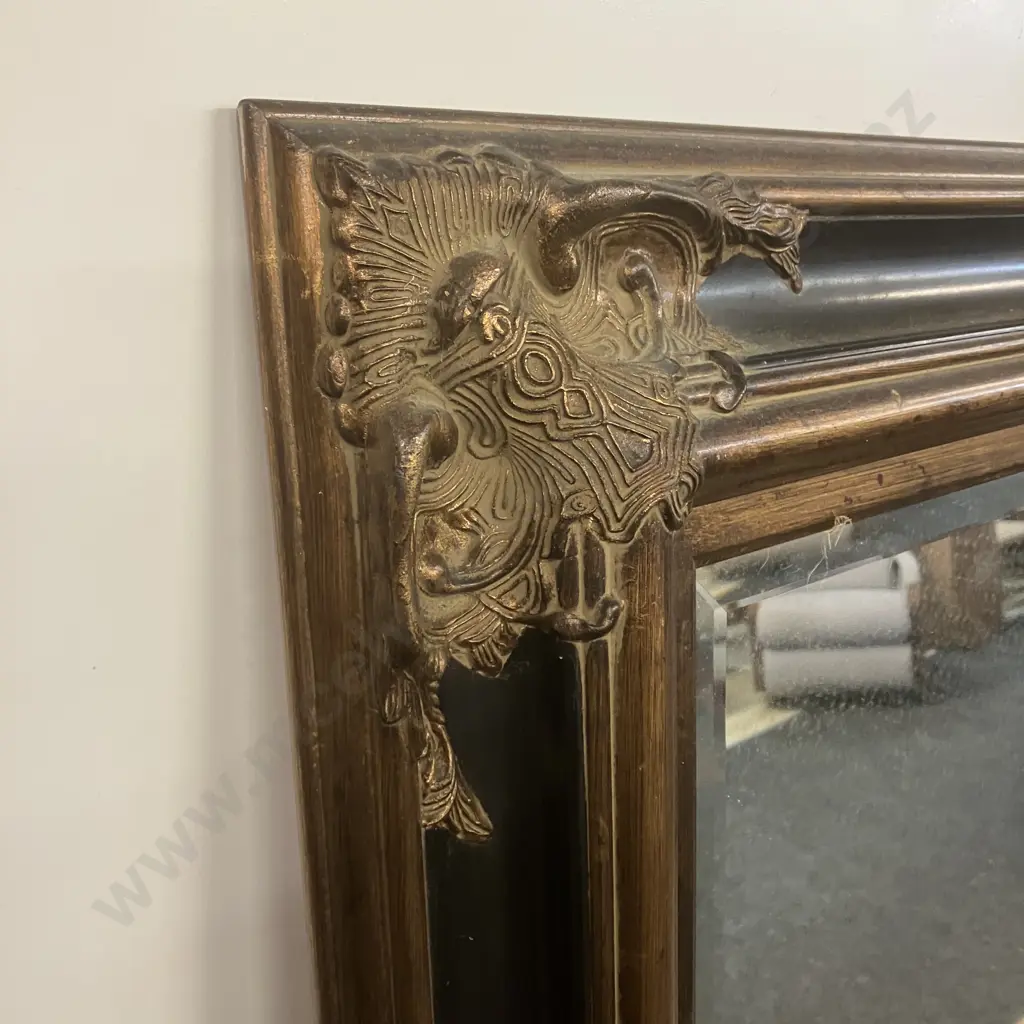 Kerridge Large Bevelled Edge Wall Mirror With Ornate Black & Copper Toned Frame. 86 x 103cm Image 1++