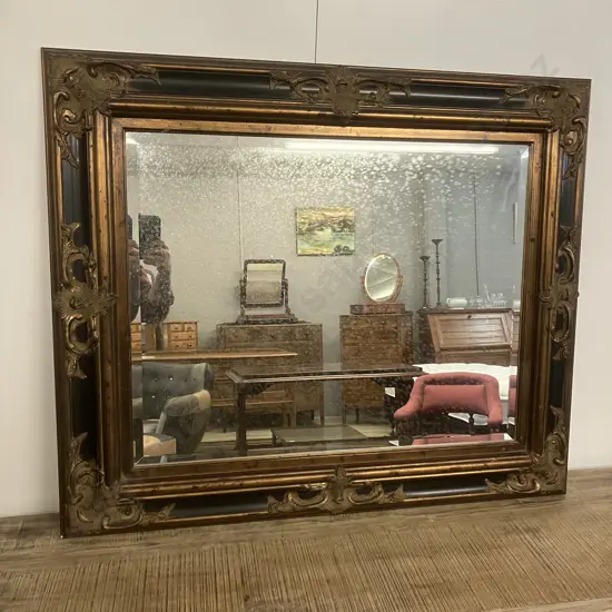 Kerridge Large Bevelled Edge Wall Mirror With Ornate Black & Copper Toned Frame. 86 x 103cm