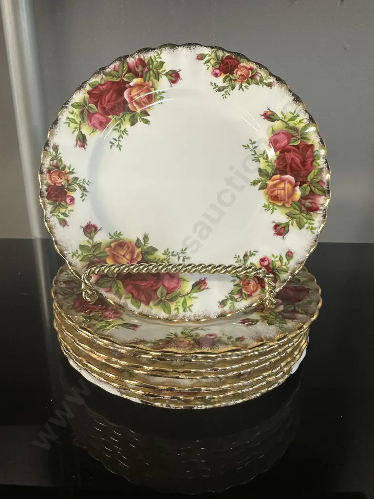 Royal Albert Old Country Roses Side Plates x8 Dia16cm. (as found condition) Image 1++