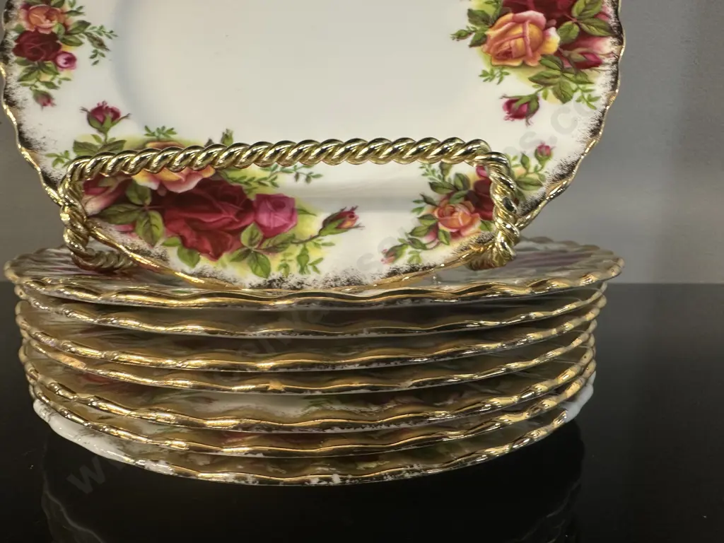 Royal Albert Old Country Roses Side Plates x8 Dia16cm. (as found condition) Image 1++