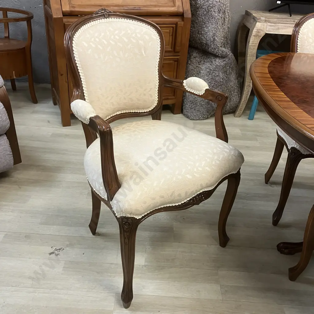 Burr Walnut Banded Mahogany Oval Table, Double Pedestal Ball In Claw With 8 x Louis XV Style Chairs Including 2 Carvers Image 1++