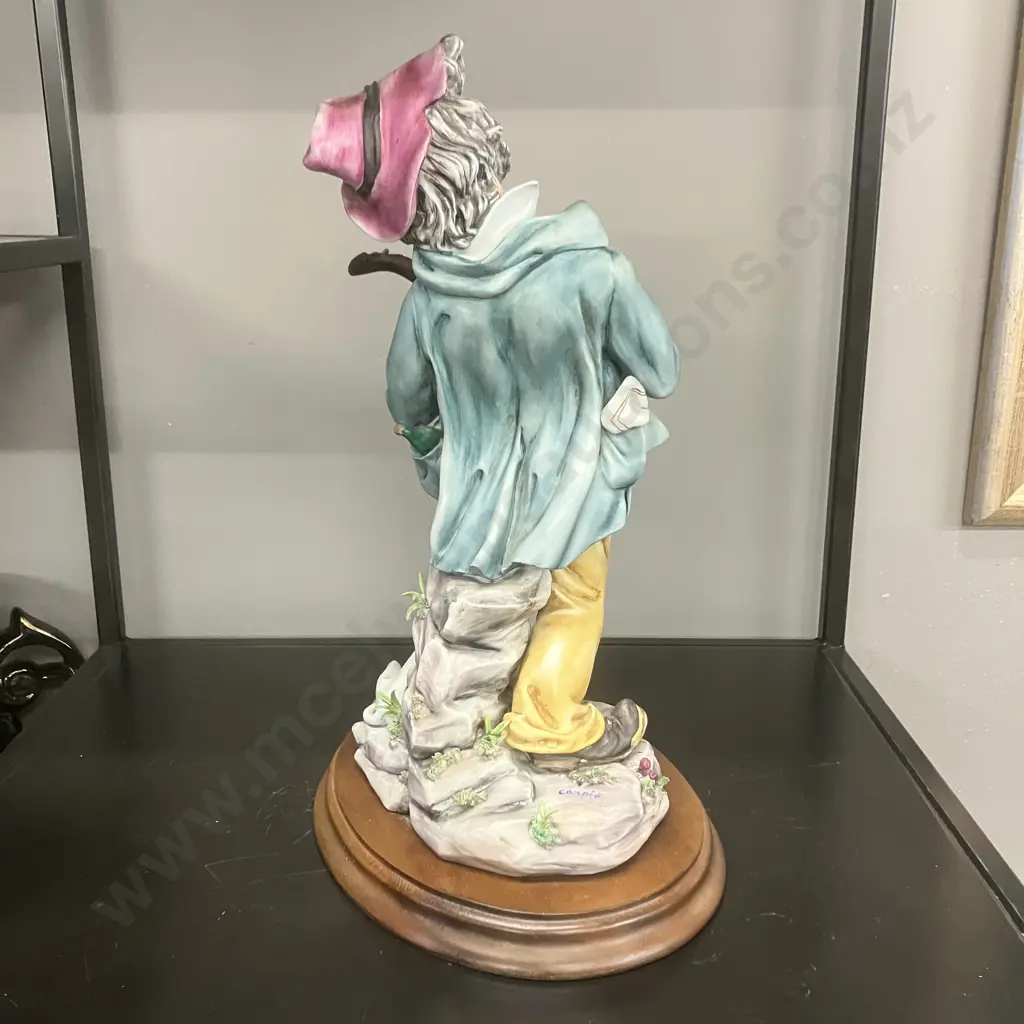 Vintage Capodimonte Figurine "Man Playing A Lute And Dog With A Bowl" Signed Carpie, Made in Italy. H36cm (As Found) Image 1++