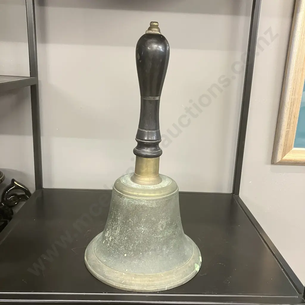 Victorian Sand Cast Metal School Hand Bell c1870 - 1890. H37cm Image 1++
